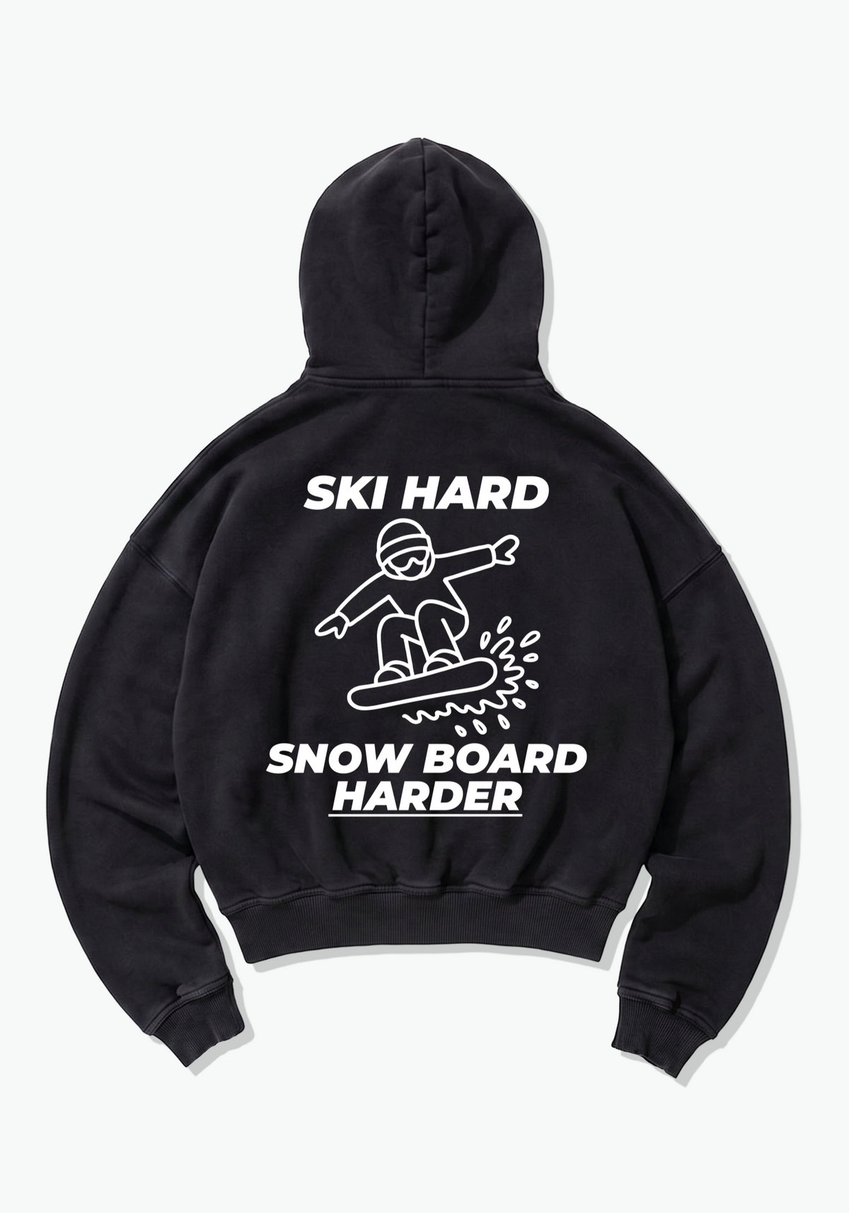 Ski Hard Oversized Hoodie - Black Back (Designed)