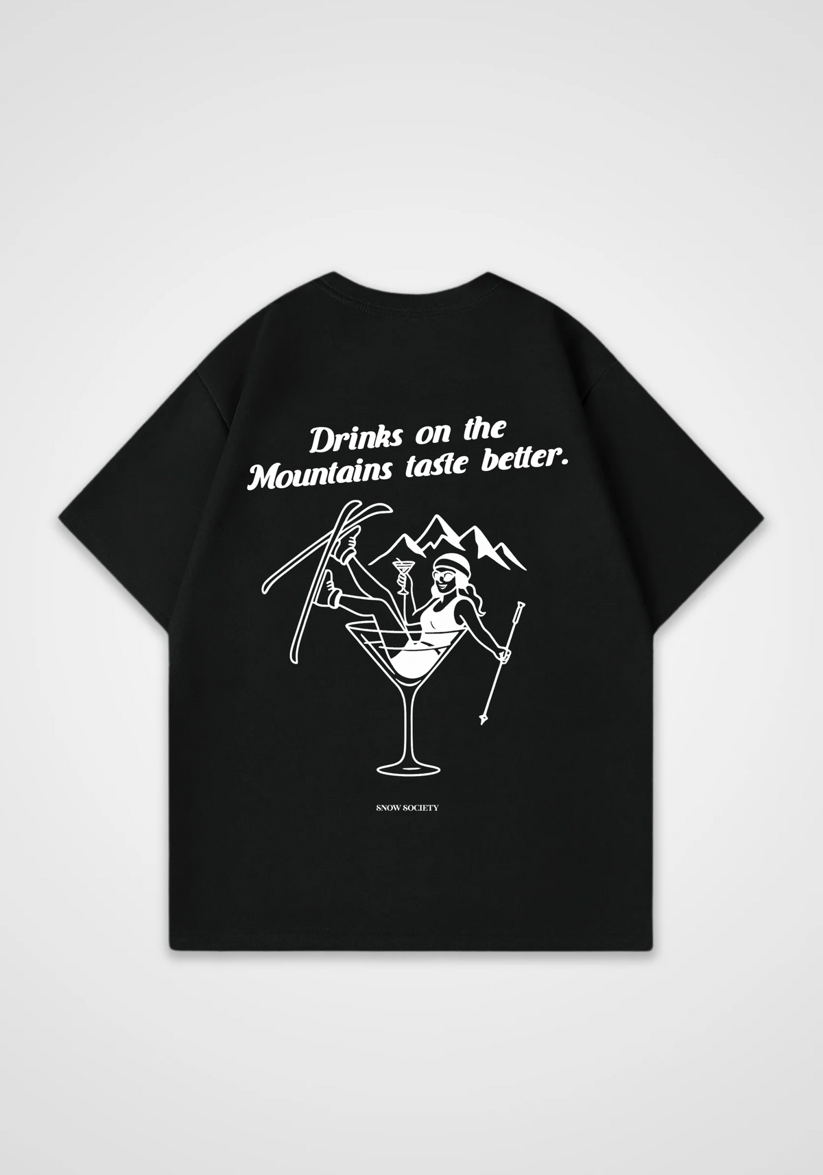 Drink on Mountains Oversized Shirt - Black Back (Designed)