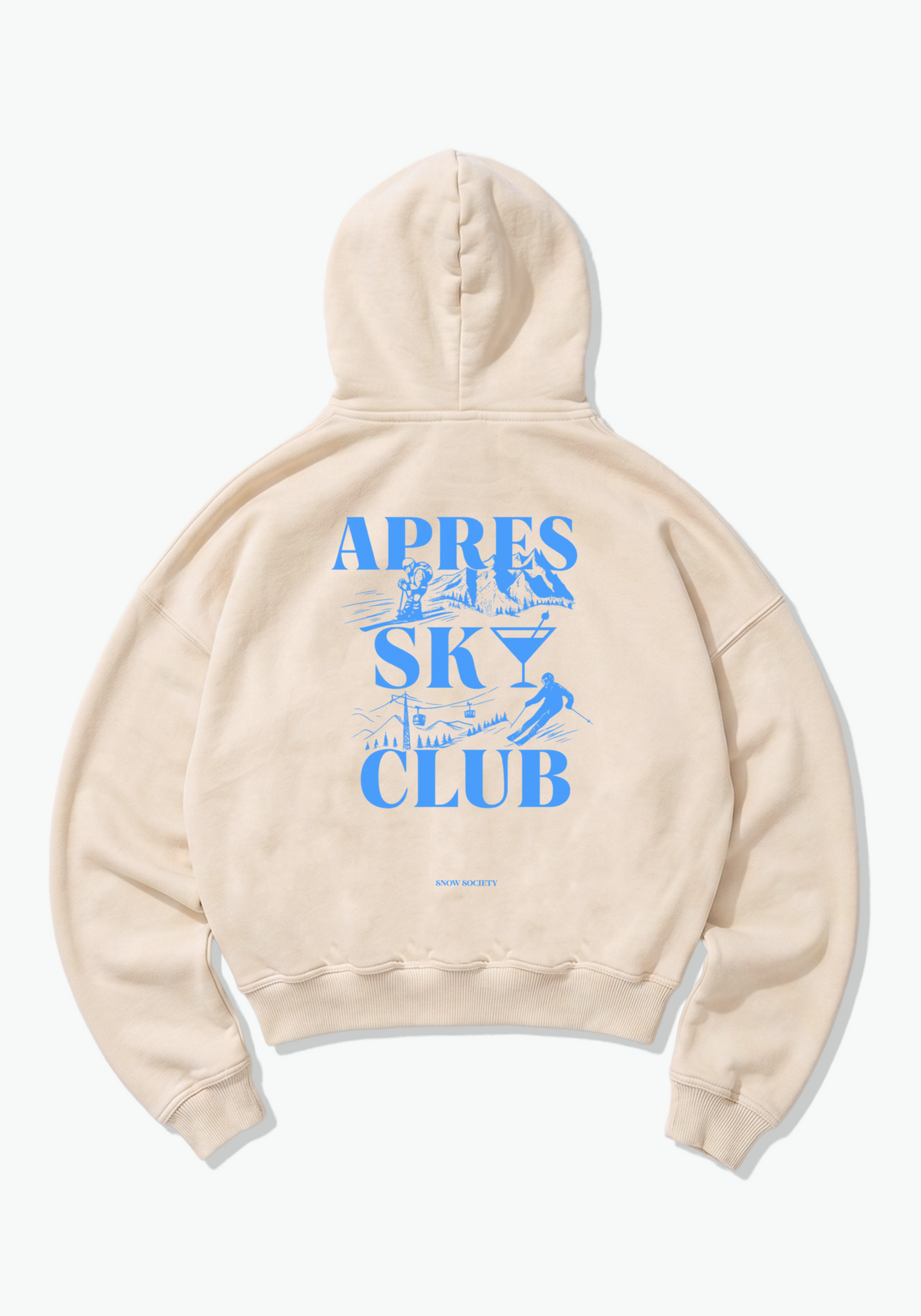 Sky Club Oversized Hoodie - Beige Back (Designed)
