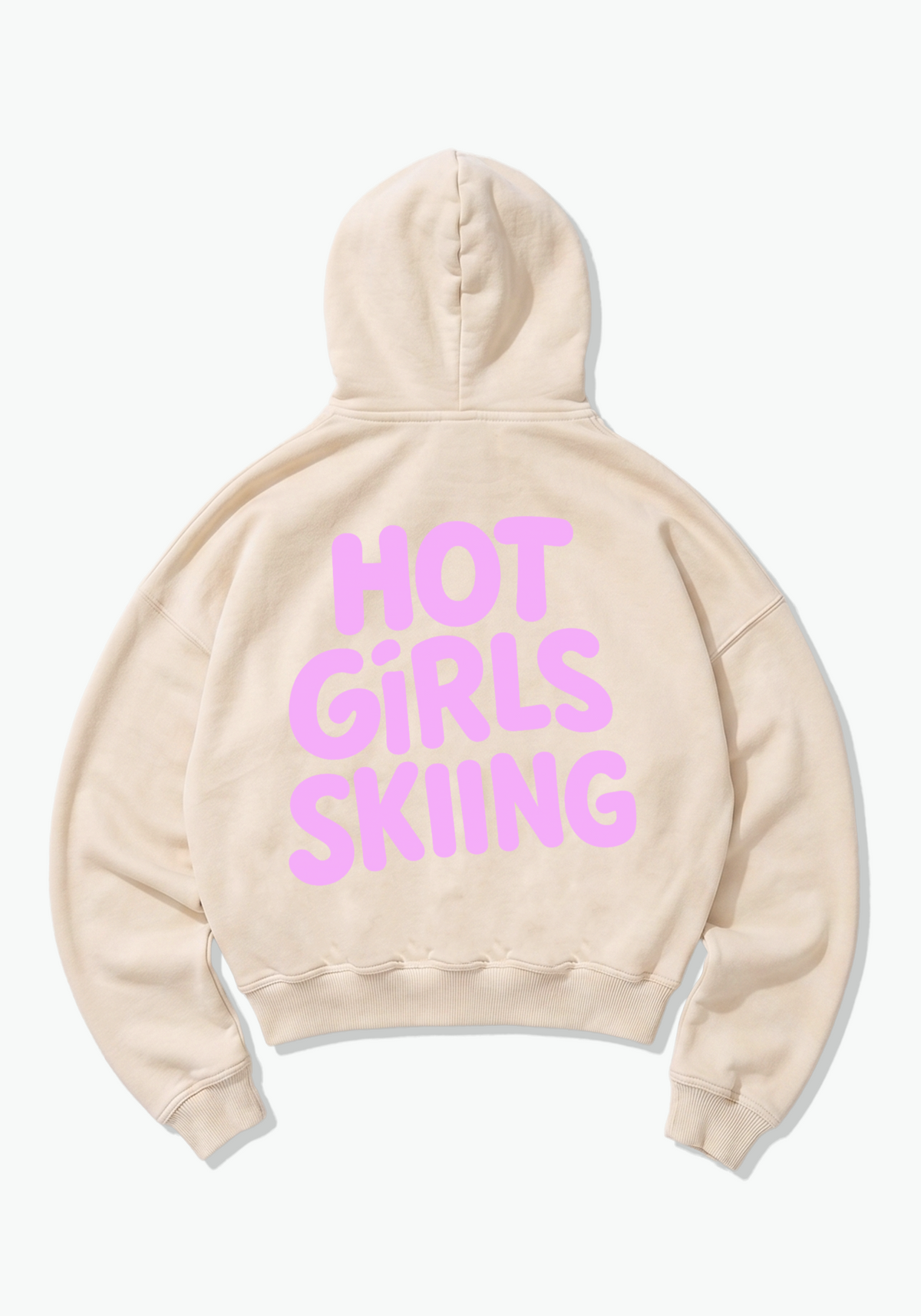 Hot Skiing Oversized Hoodie - Beige Back (Designed)
