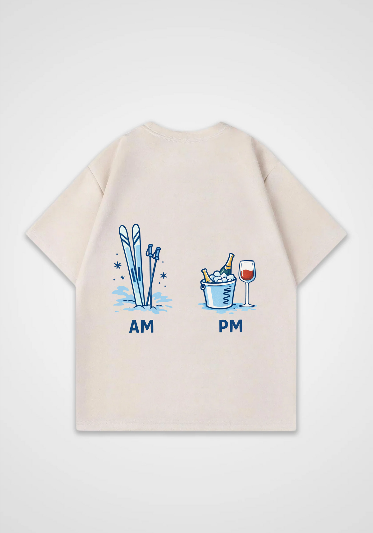 AM PM Oversized Shirt - Beige Back (Designed)