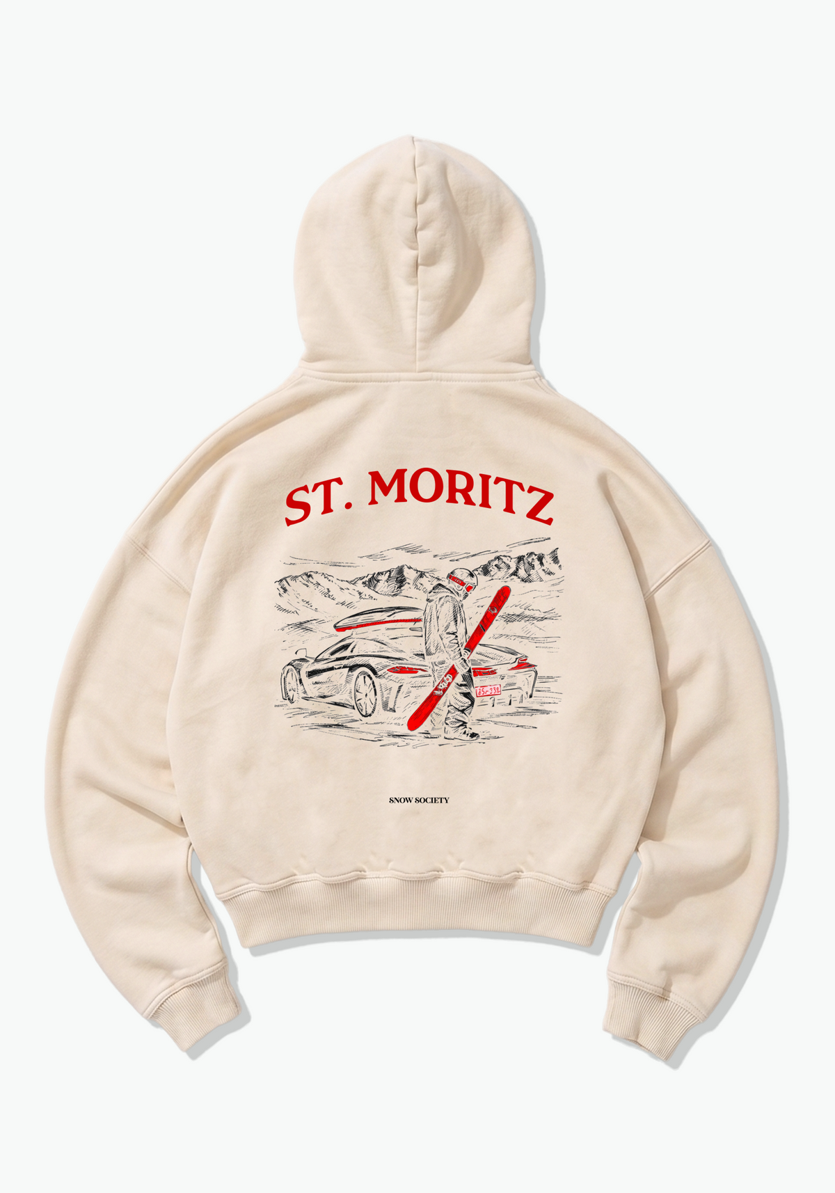 St. Moritz Oversized Hoodie - Beige Back (Designed)