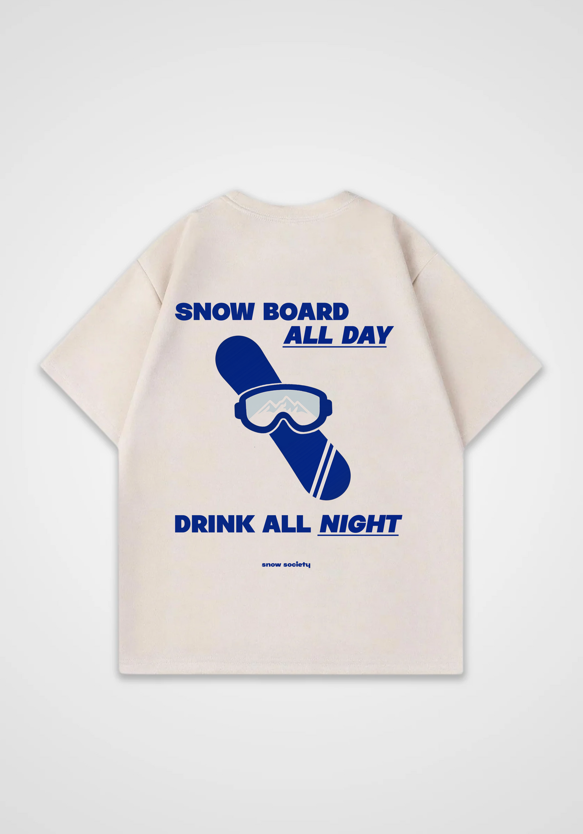 Snowboard All Day Oversized Shirt - Beige Back (Designed)