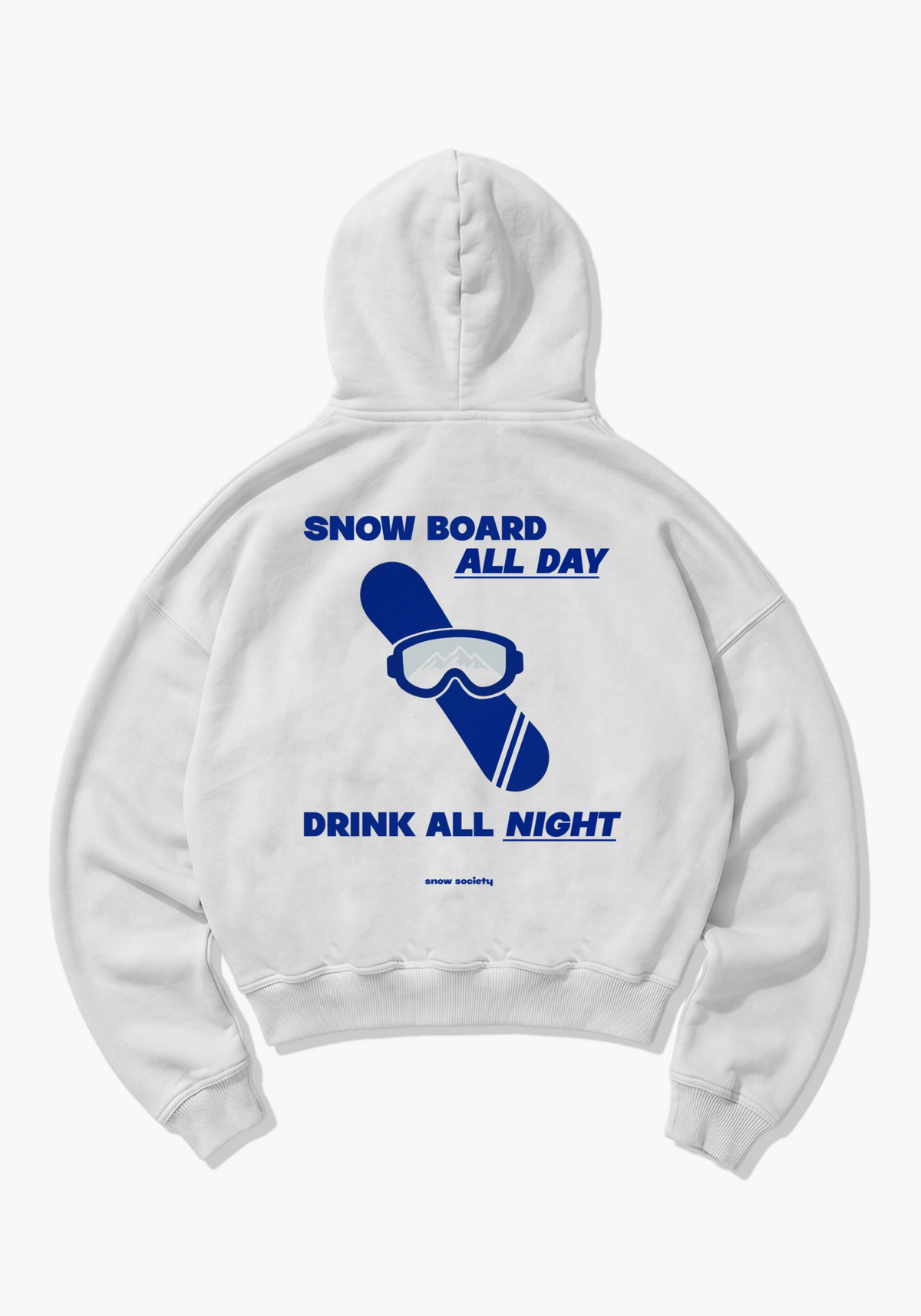 Snowboard All Day Oversized Hoodie - White Back (Designed)