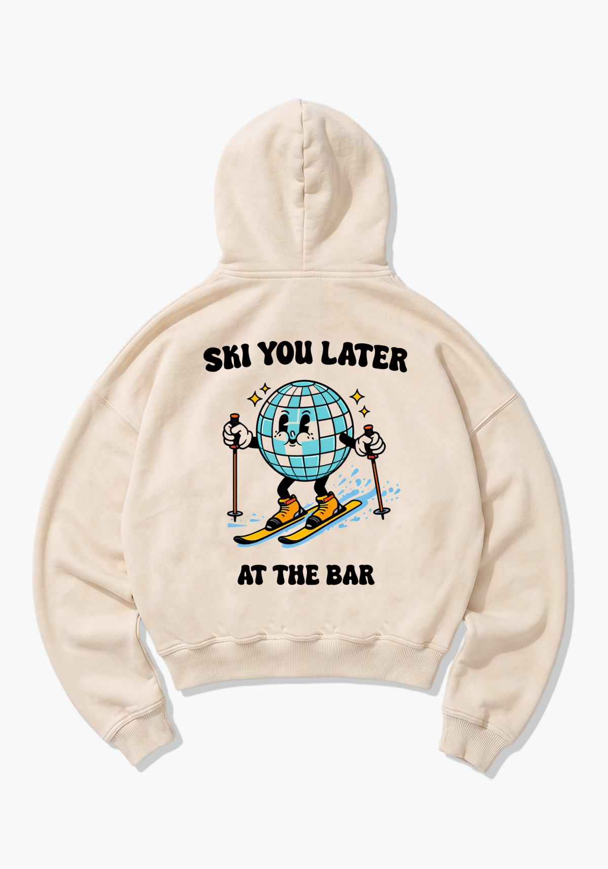 Ski You Later Oversized Hoodie - Beige Back (Designed)
