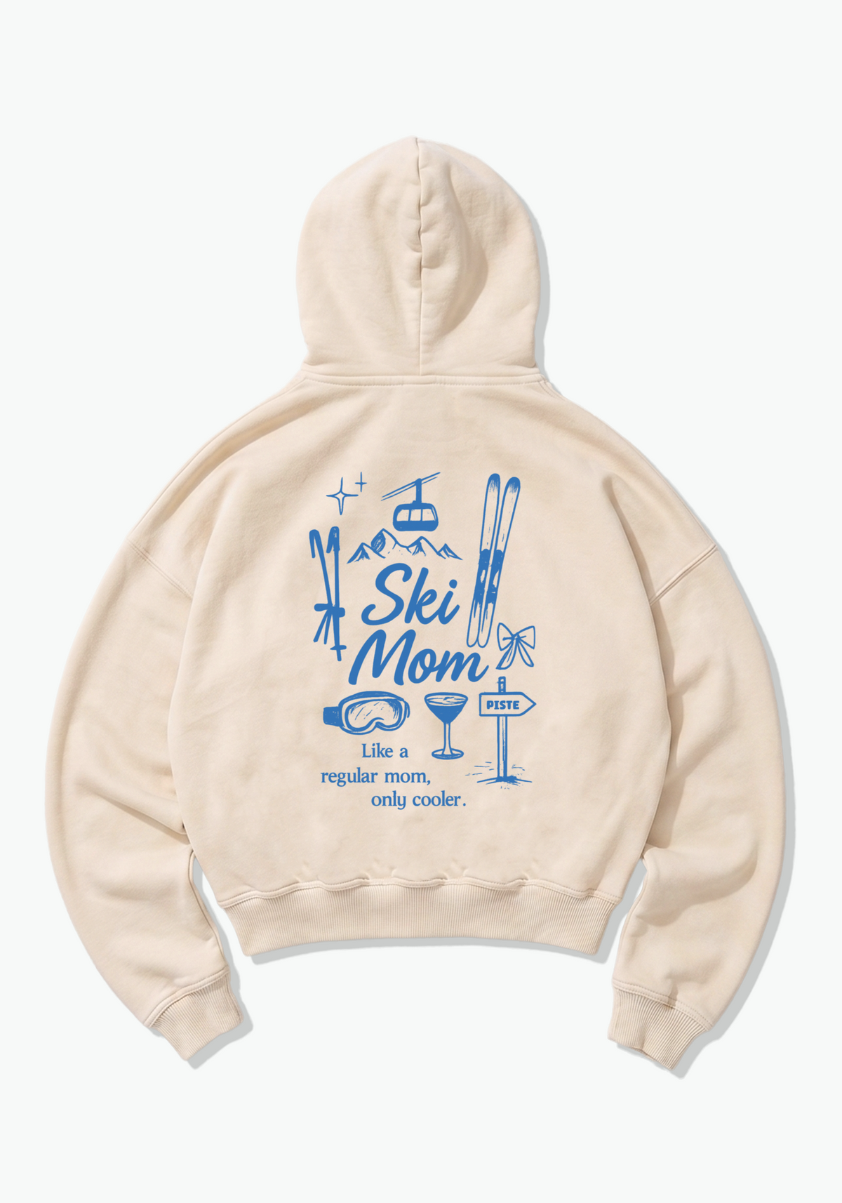 Ski Mom Oversized Hoodie - Beige Back (Designed)