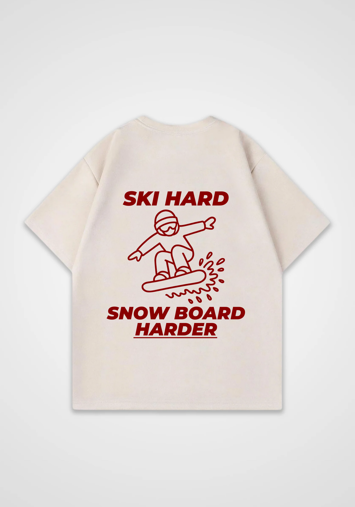 Ski Hard Oversized Shirt - Beige Back (Designed)