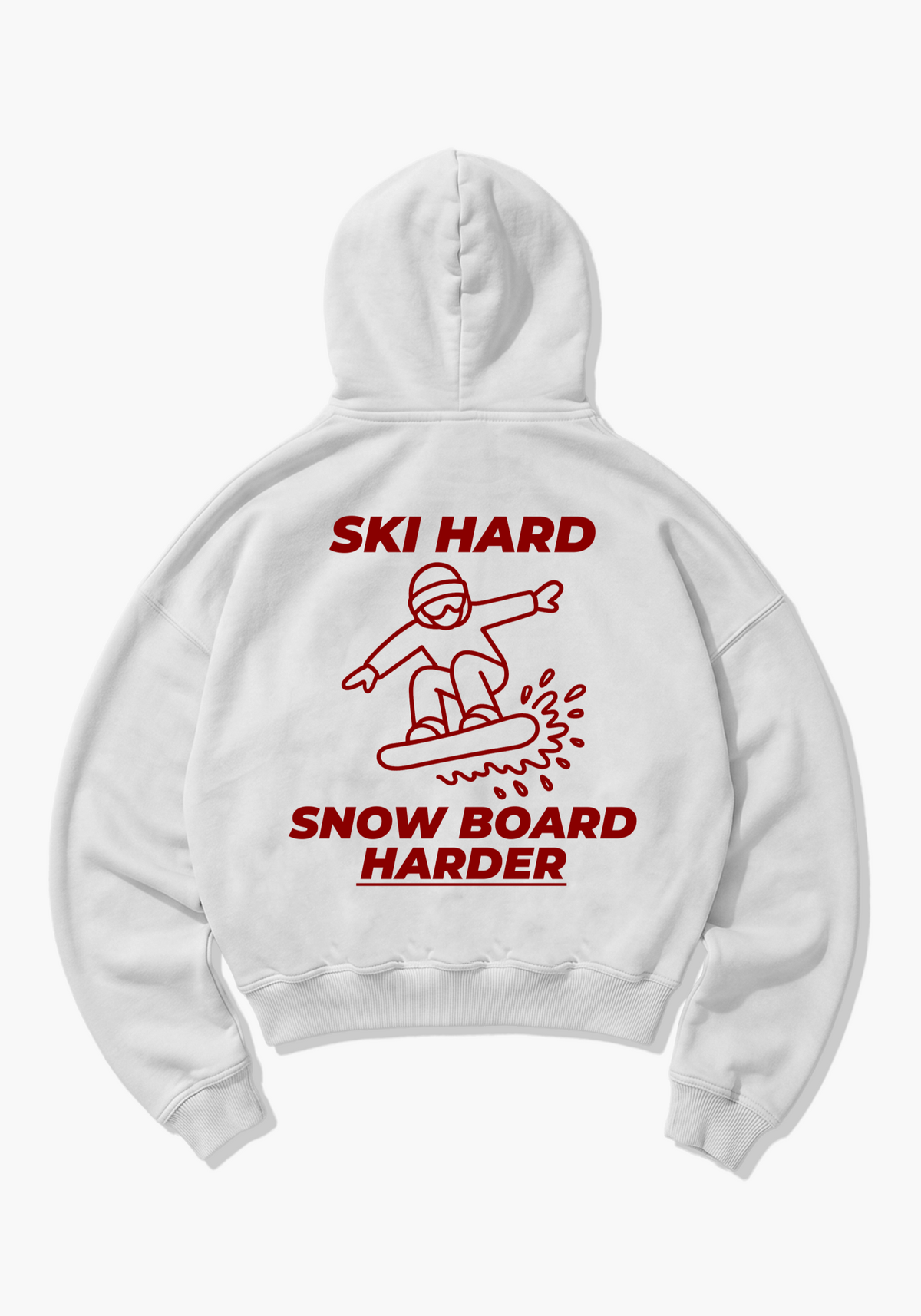 Ski Hard Oversized Hoodie - White Back (Designed)