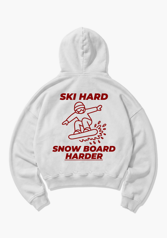 Ski Hard Oversized Hoodie - White Back (Designed)