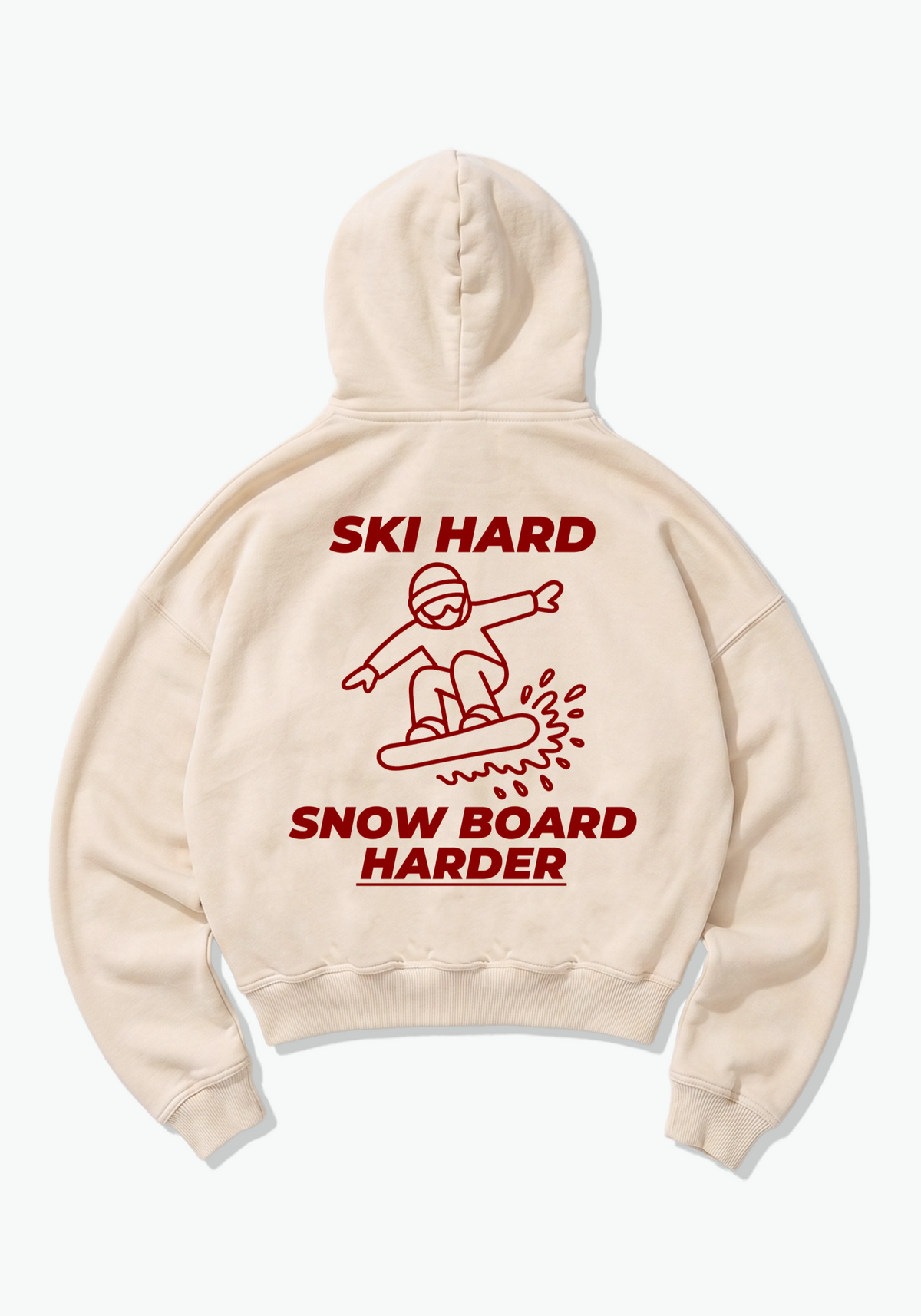 Ski Hard Oversized Hoodie - Beige Back (Designed)