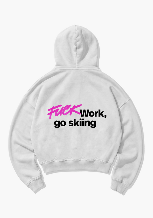 Fuck Work Oversized Hoodie - White Back (Designed)