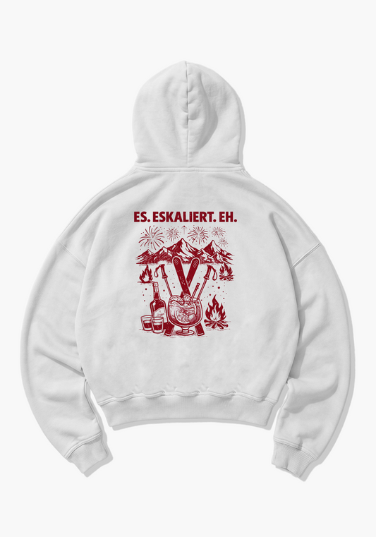 Es. Eskaliert. Eh. Oversized Hoodie - White Back (Designed)