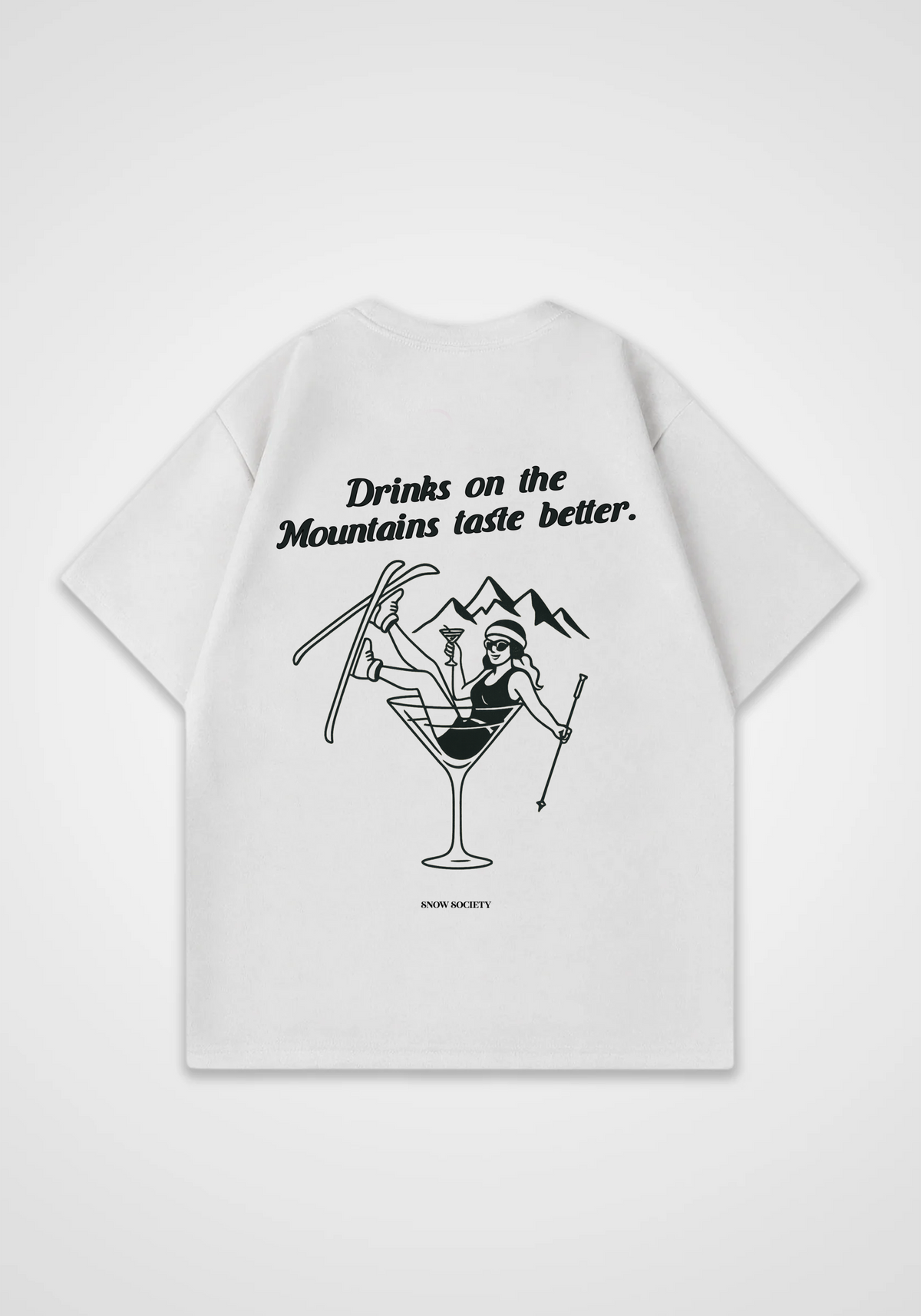 Drink on Mountains Oversized Shirt - White Back (Designed)