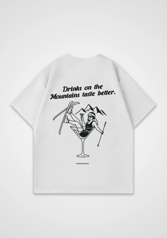 Drink on Mountains Oversized Shirt - White Back (Designed)