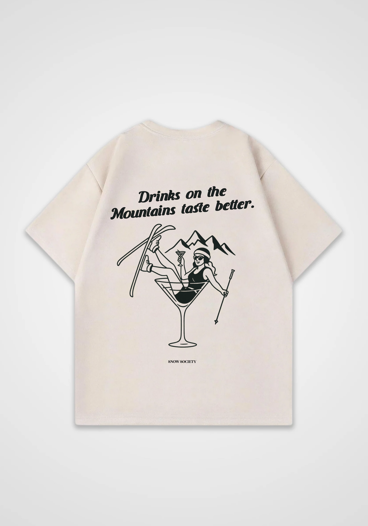 Drink on Mountains Oversized Shirt - Beige Back (Designed)