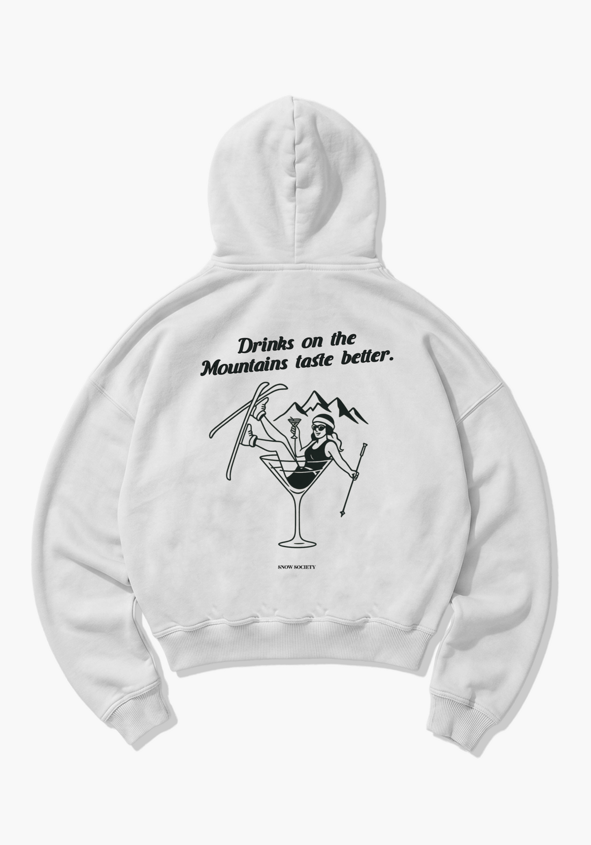 Drink on Mountains Oversized Hoodie - White Back (Designed)