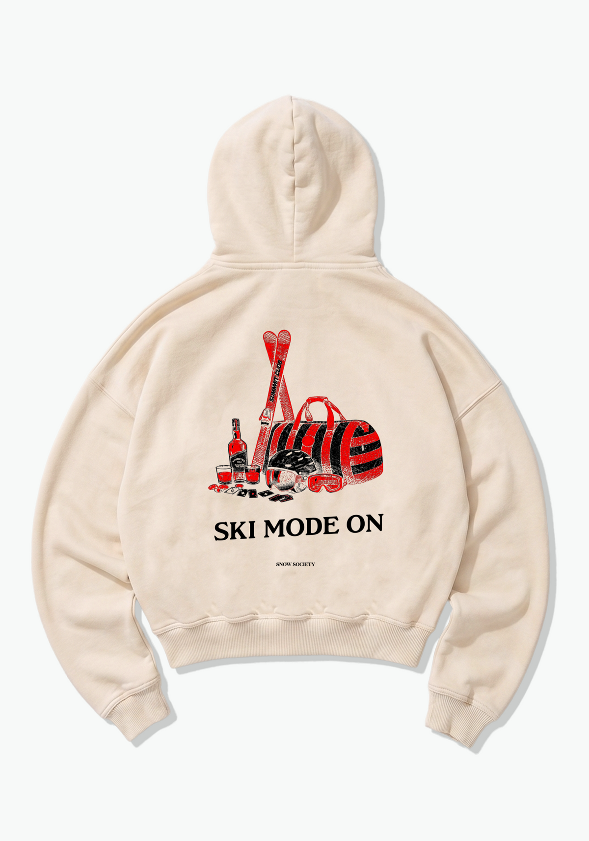Ski Mode Oversized Hoodie - Beige Back (Designed)