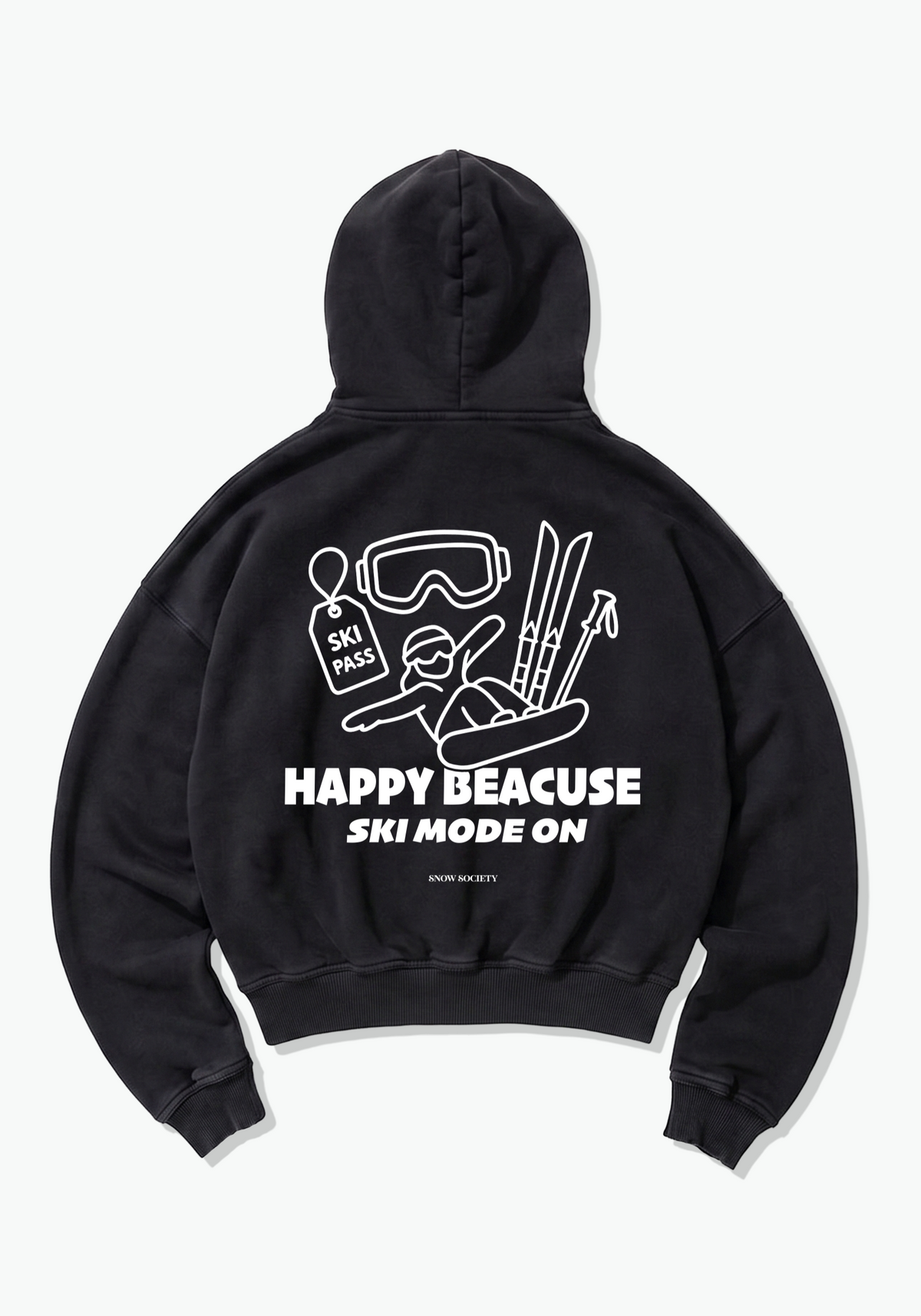 Ski Mode Oversized Hoodie - Black Back (Designed)