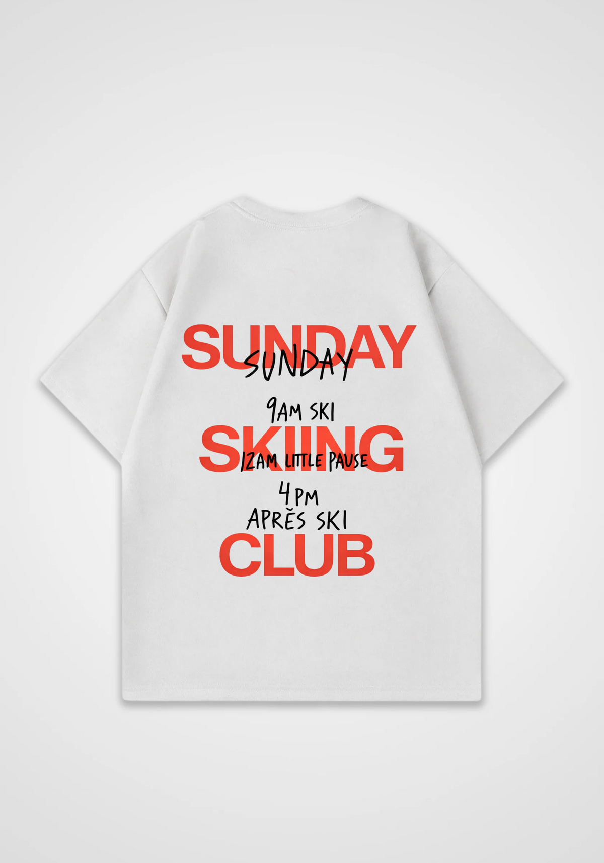 Sunday Skiing Club Oversized Shirt - White Back (Designed)