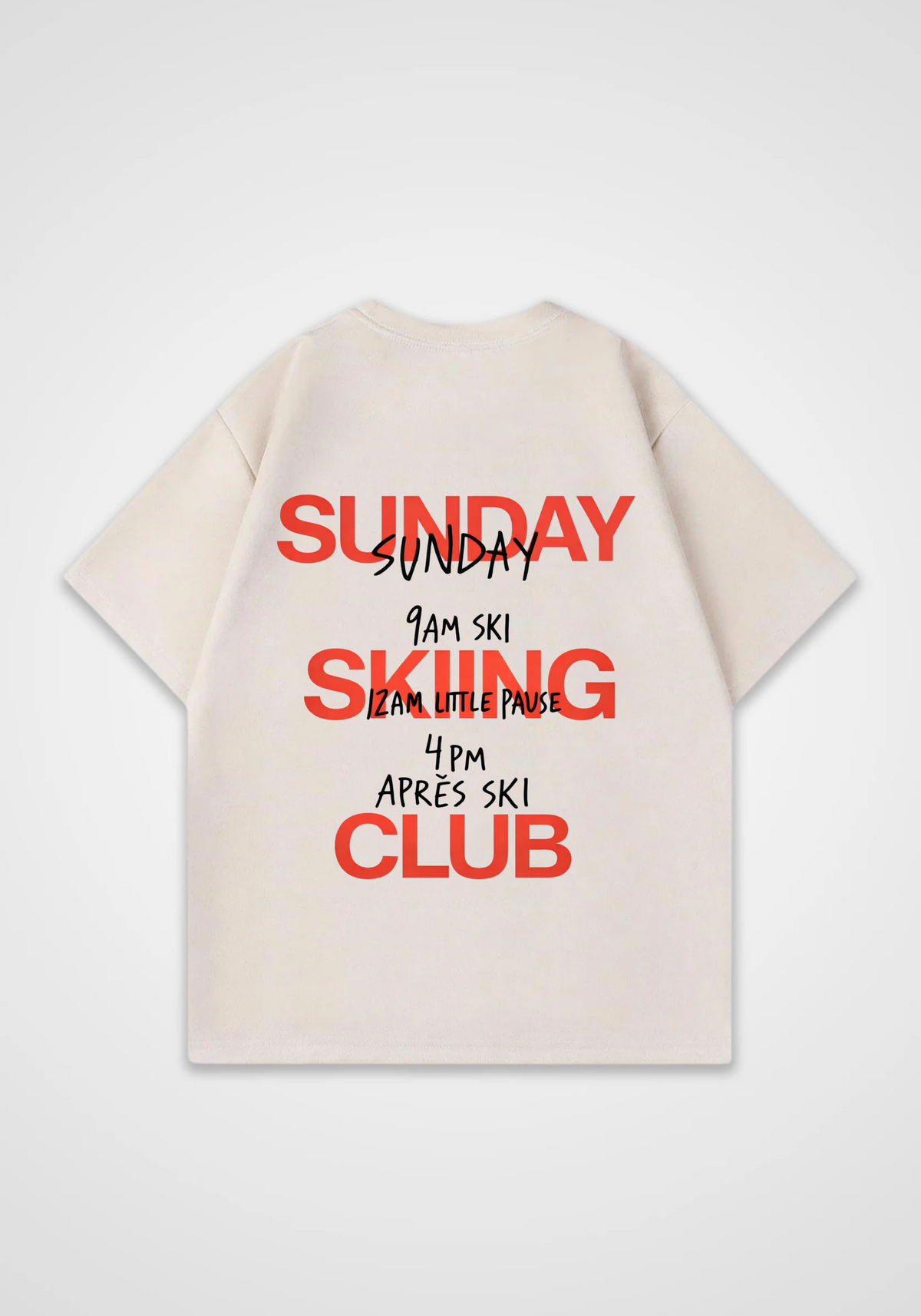 Sunday Skiing Club Oversized Shirt - Beige Back (Designed)