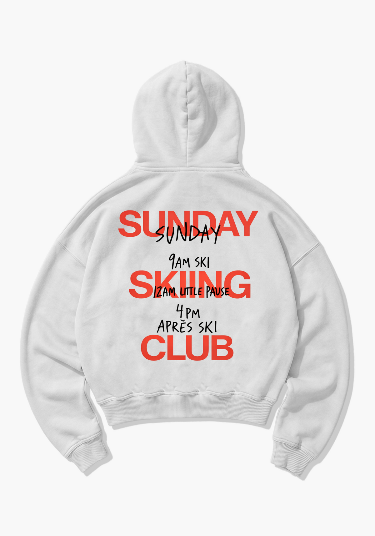 Sunday Skiing Club Oversized Hoodie - White Back (Designed)