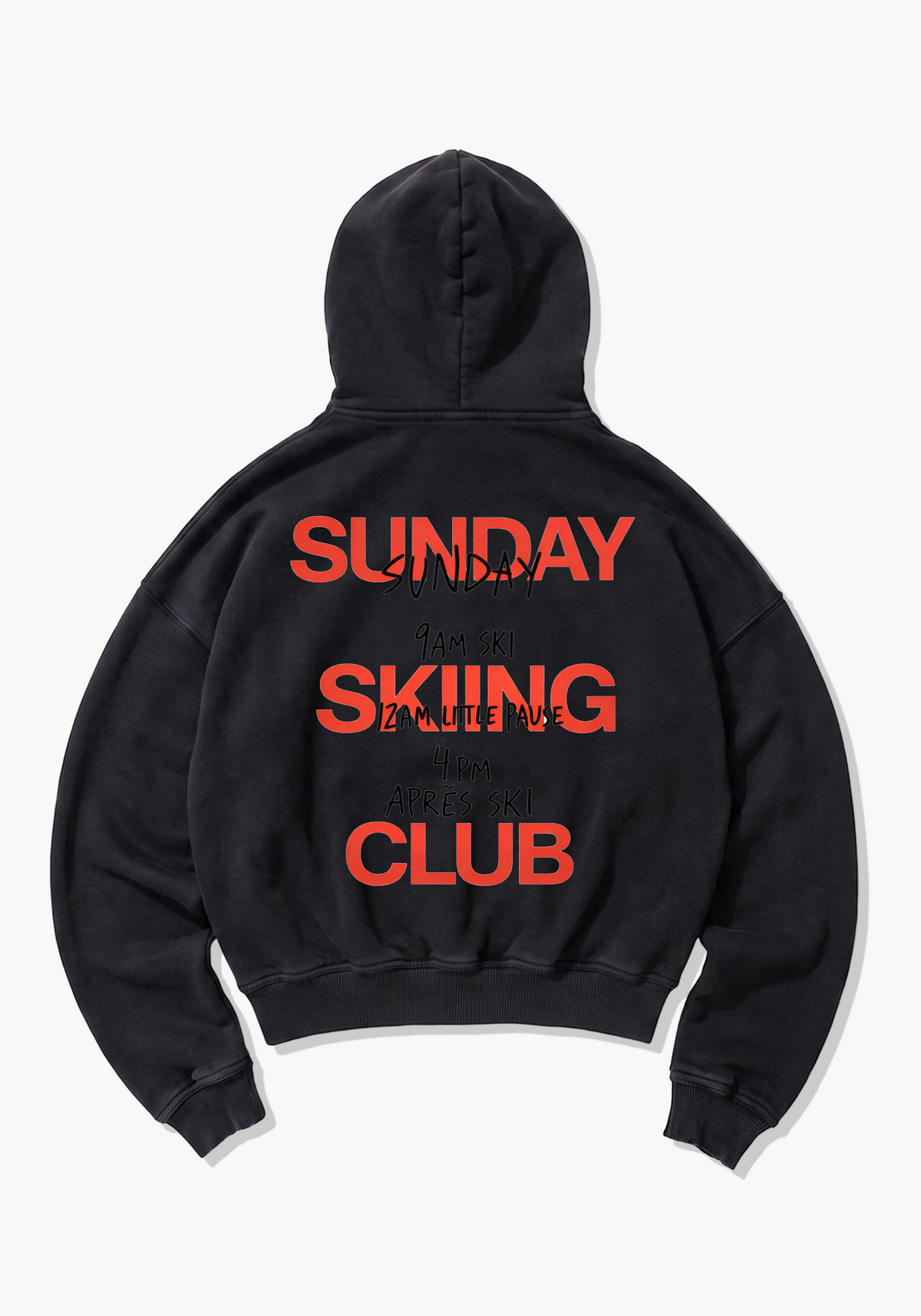 Sunday Skiing Club Oversized Hoodie - Black Back (Designed)