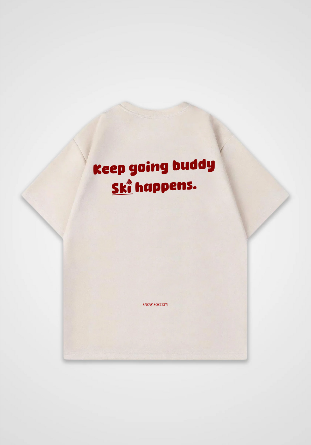Ski Happens Oversized Shirt - Beige Back (Designed)