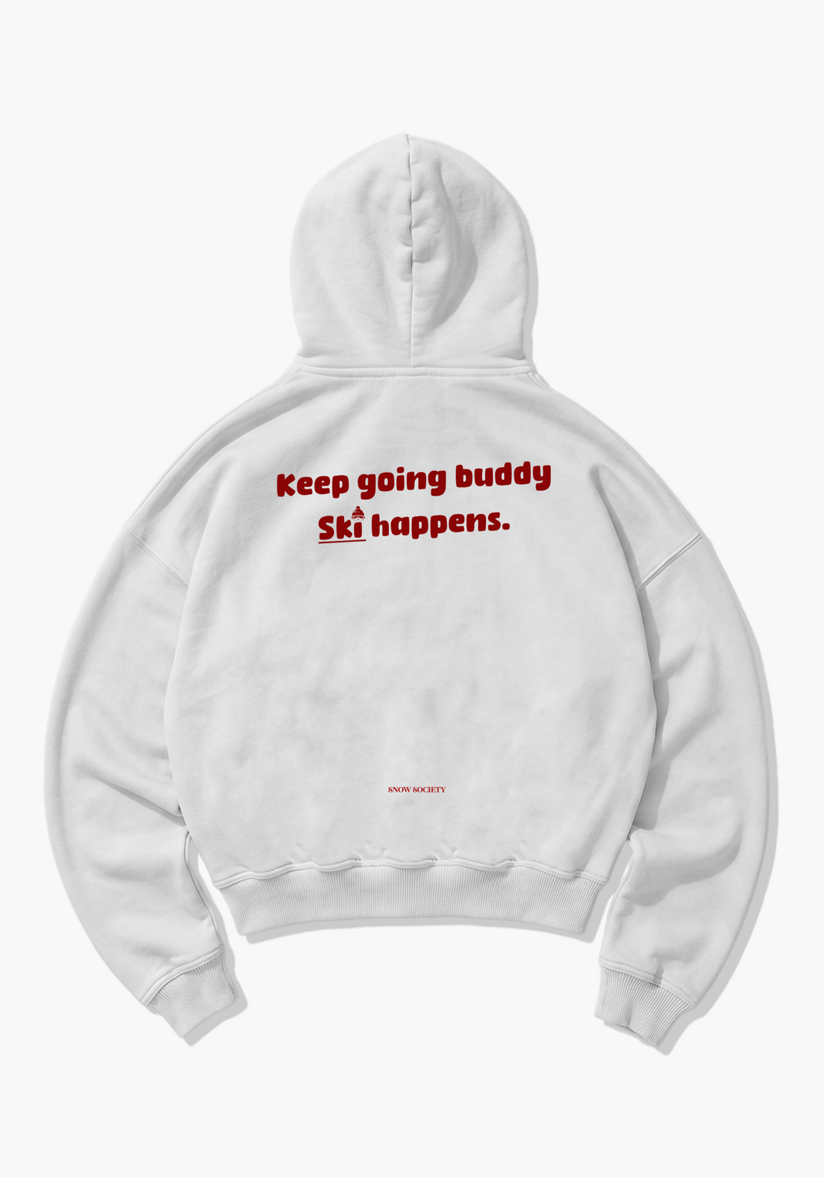 Ski Happens Oversized Hoodie - White Back (Designed)