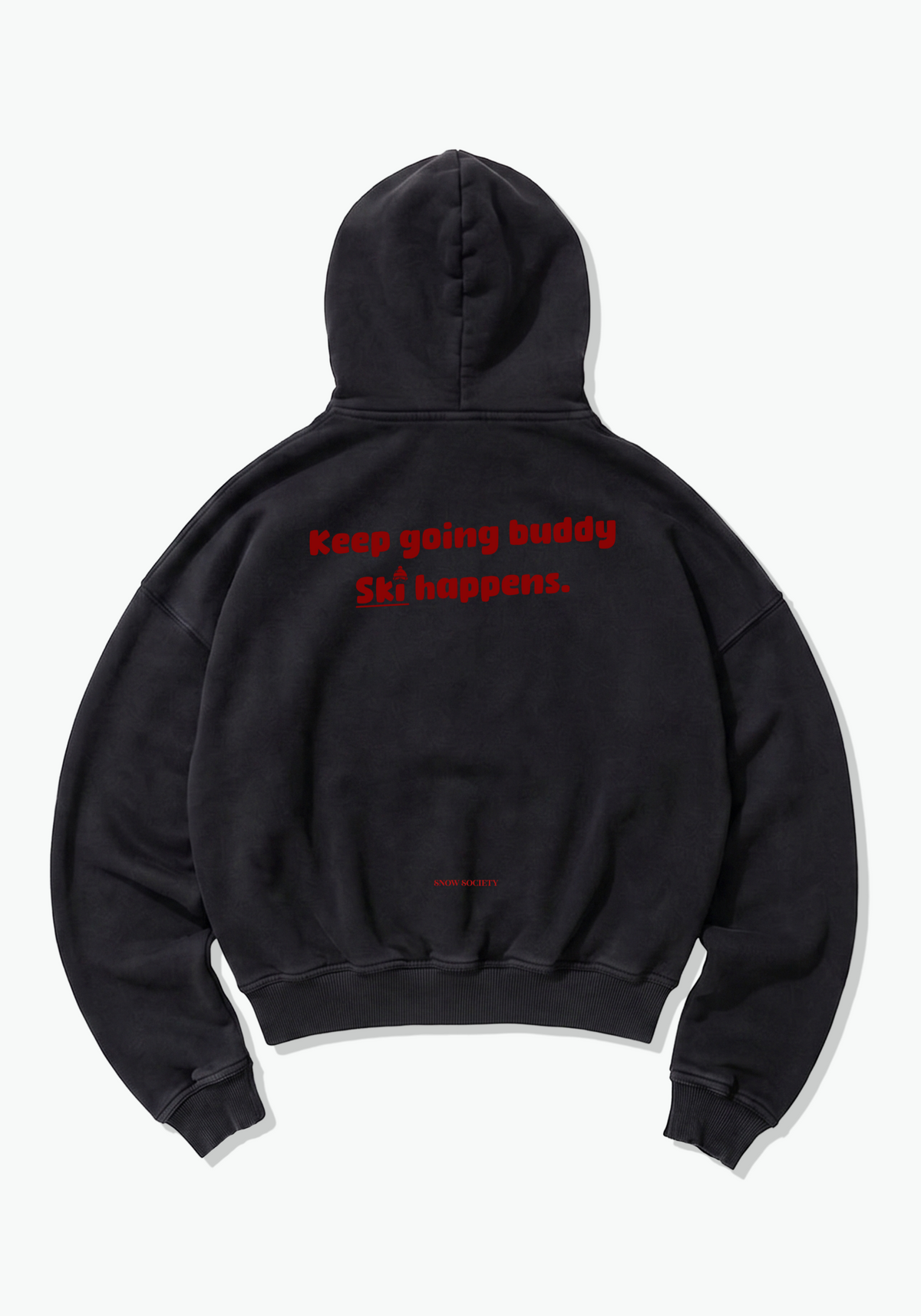 Ski Happens Oversized Hoodie - Black Back (Designed)
