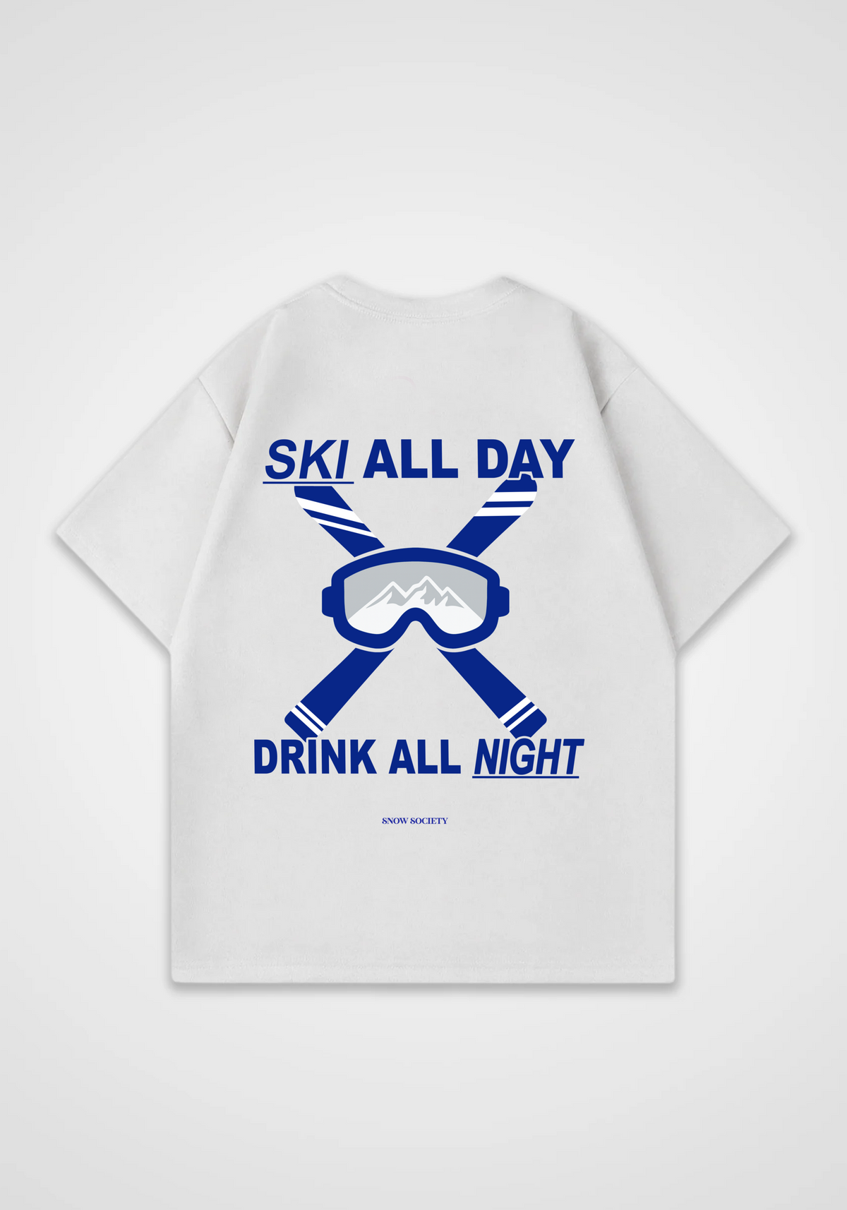 Ski All Day Oversized Shirt - White Back (Designed)
