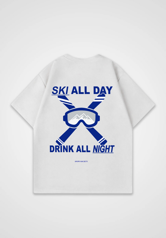 Ski All Day Oversized Shirt - White Back (Designed)