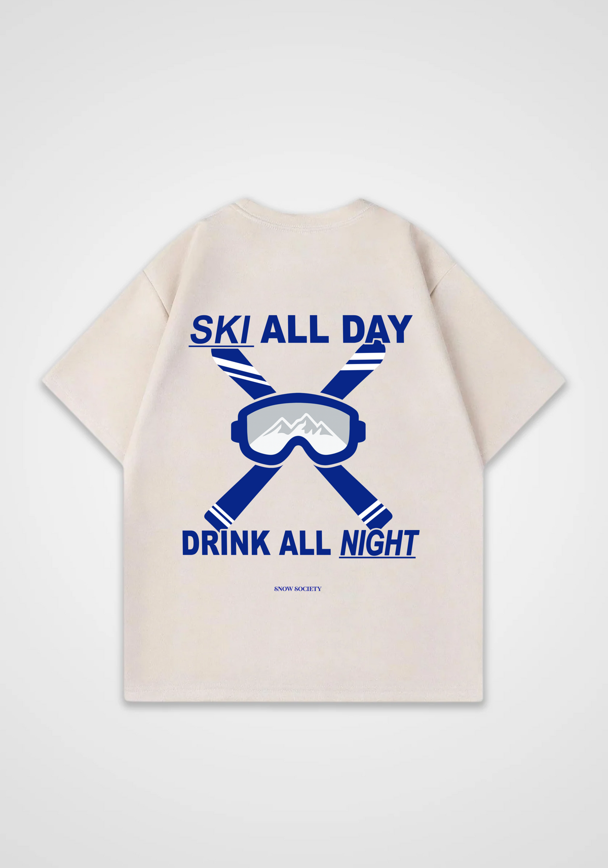 Ski All Day Oversized Shirt - Beige Back (Designed)