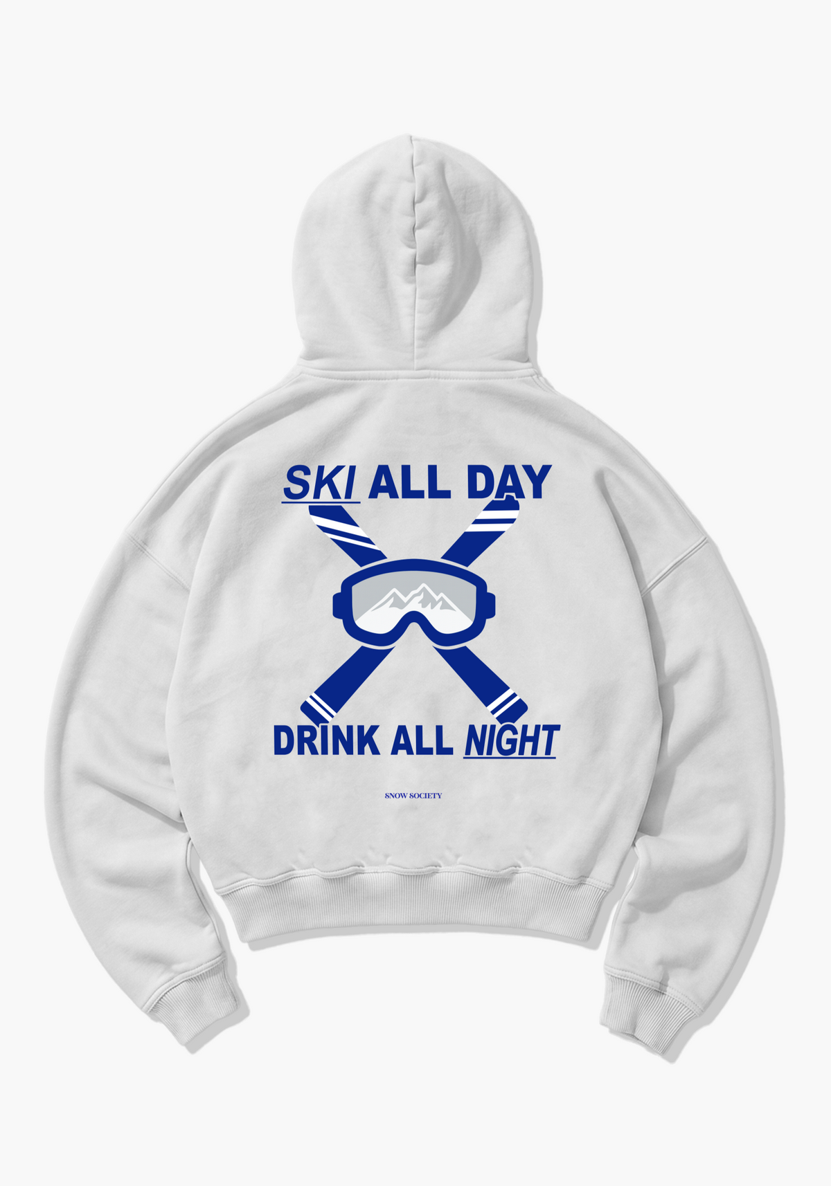 Ski All Day Oversized Hoodie - White Back (Designed)