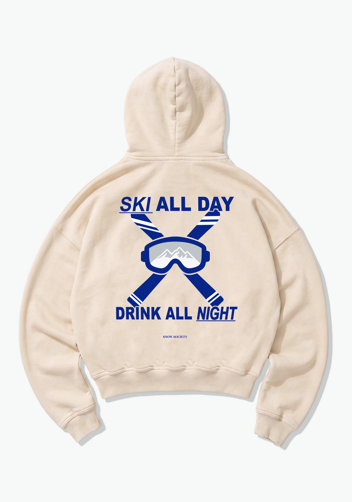 Ski All Day Oversized Hoodie - Beige Back (Designed)