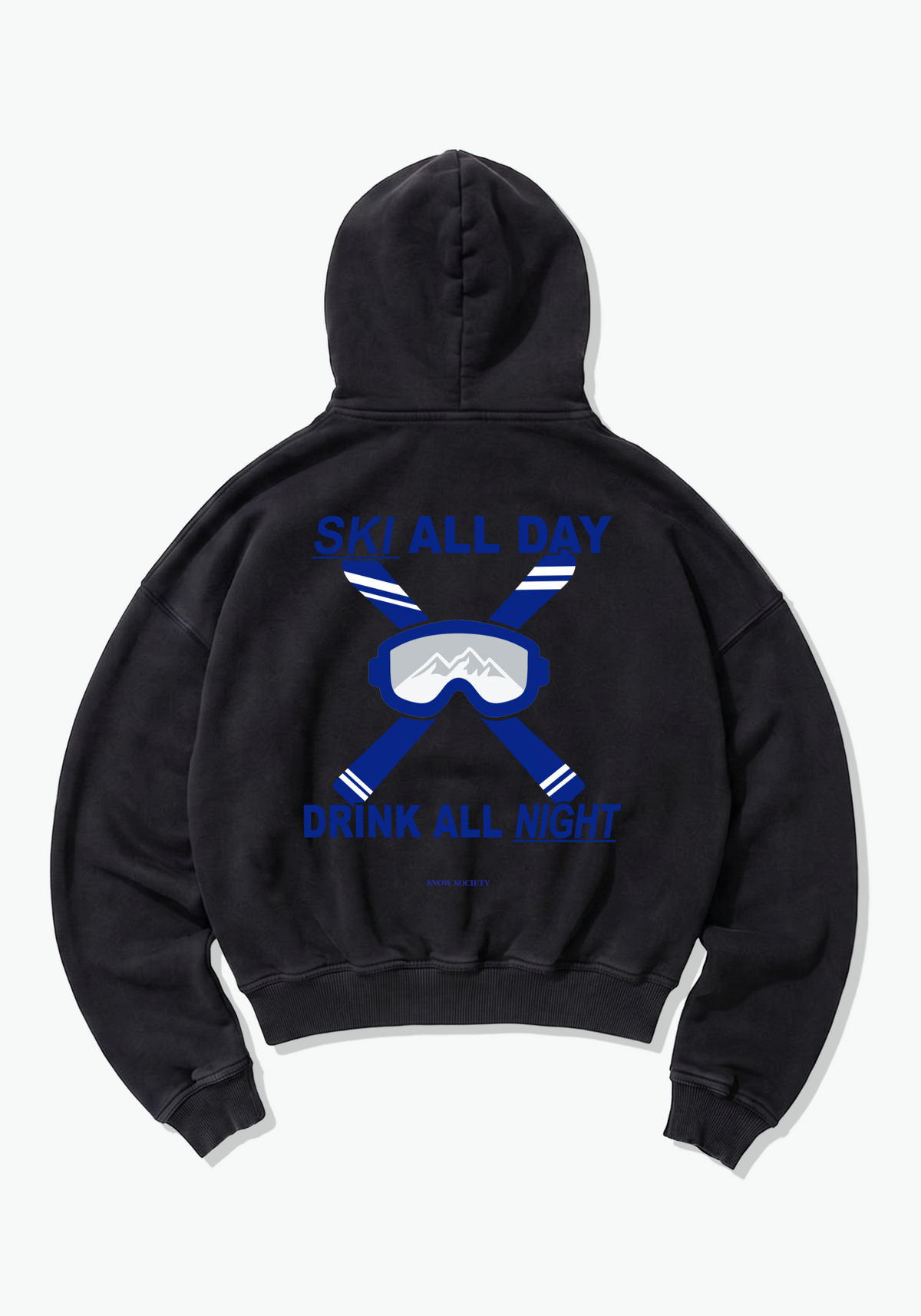 Ski All Day Oversized Hoodie - Black Back (Designed)