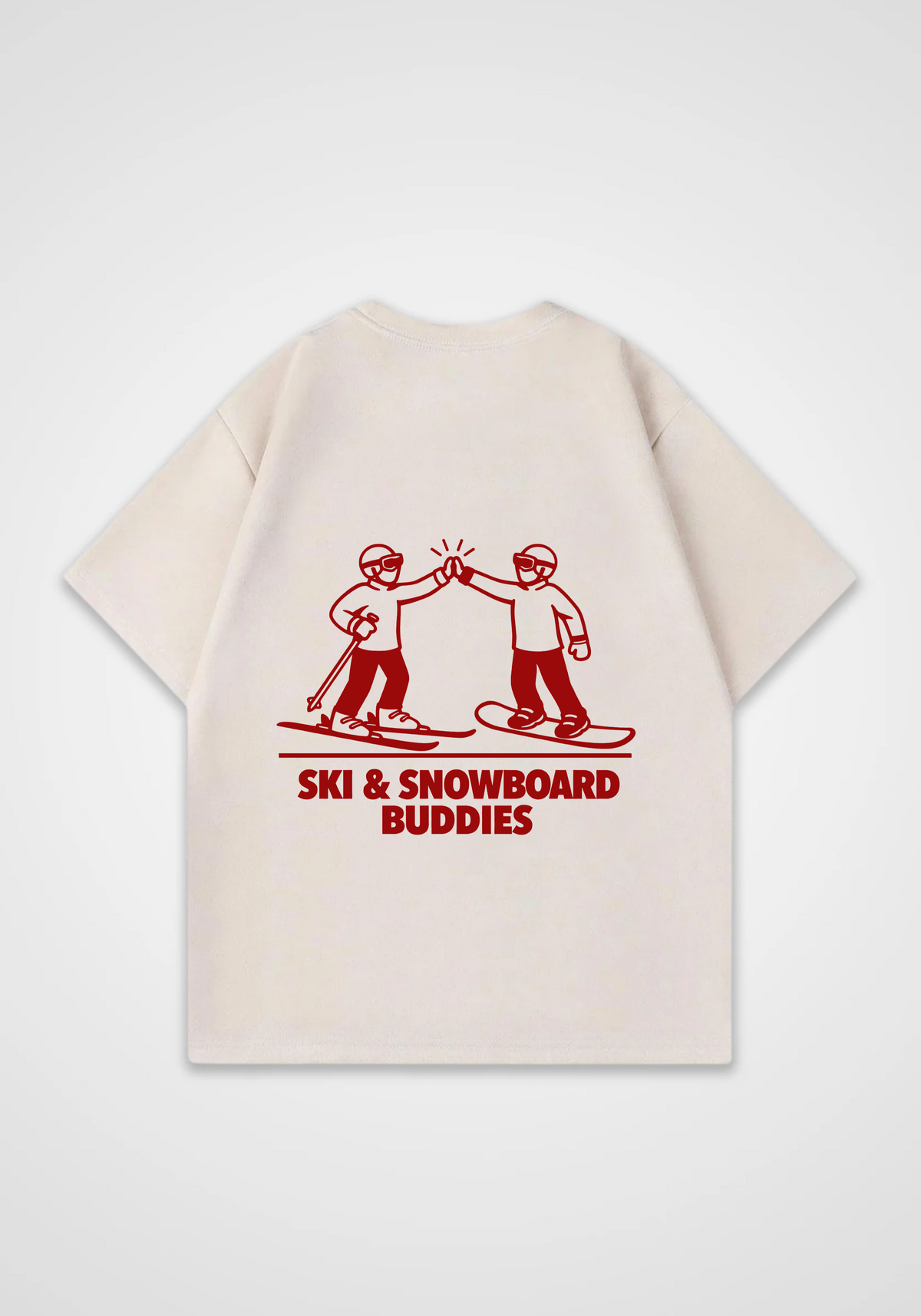 Ski & Snow Buddies Oversized Shirt - Beige Back (Designed)
