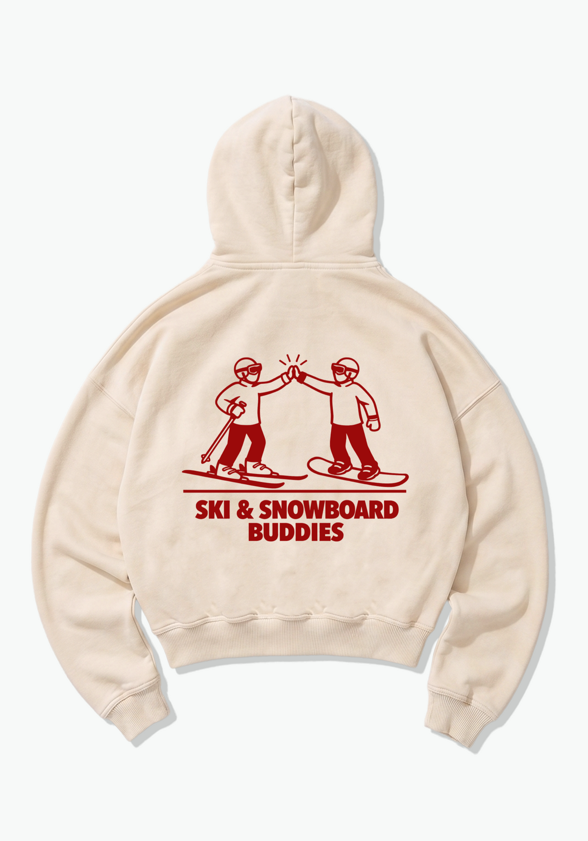 Ski & Snow Buddies Oversized Hoodie - Beige Back (Designed)