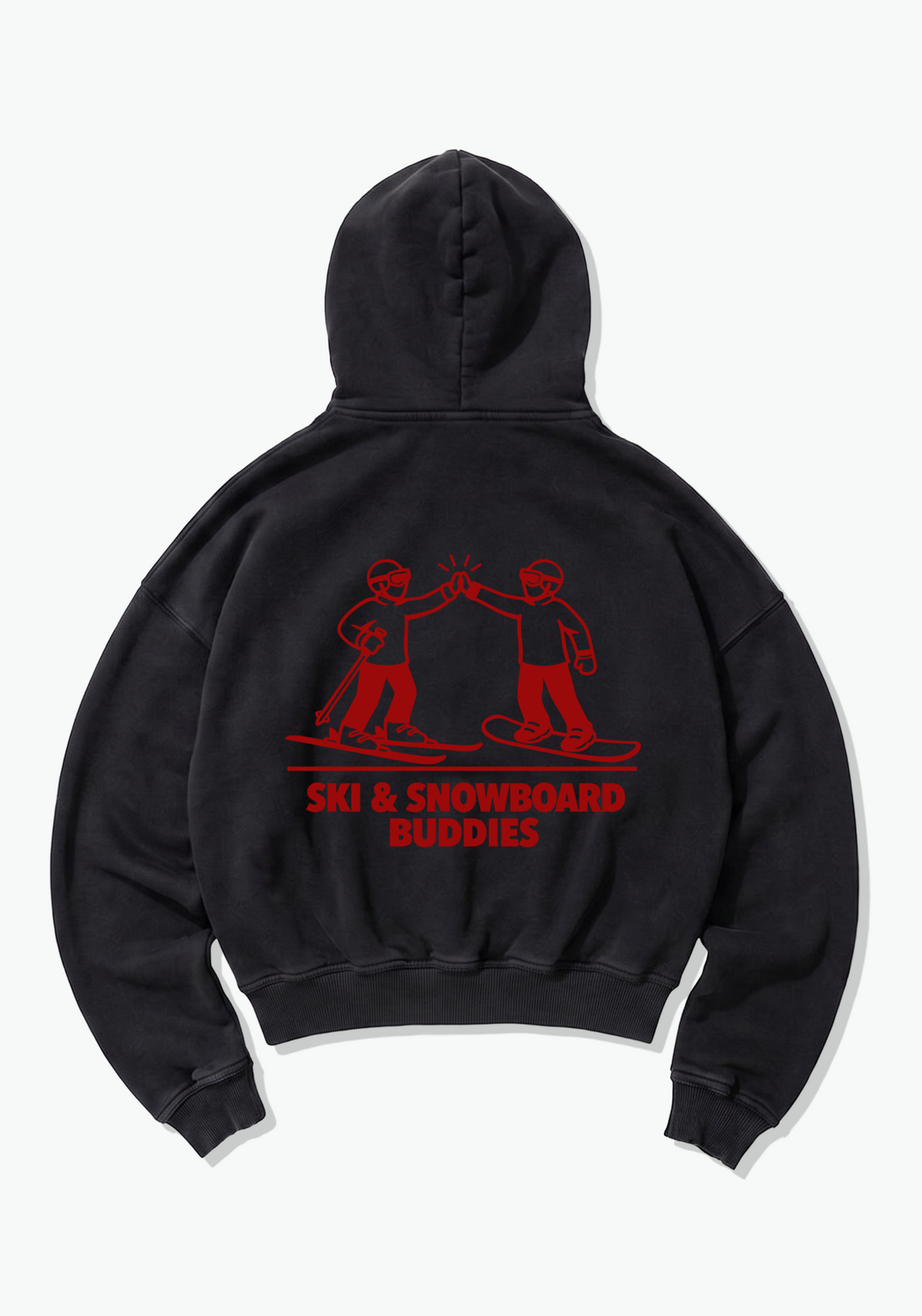 Ski & Snow Buddies Oversized Hoodie - Black Back (Designed)