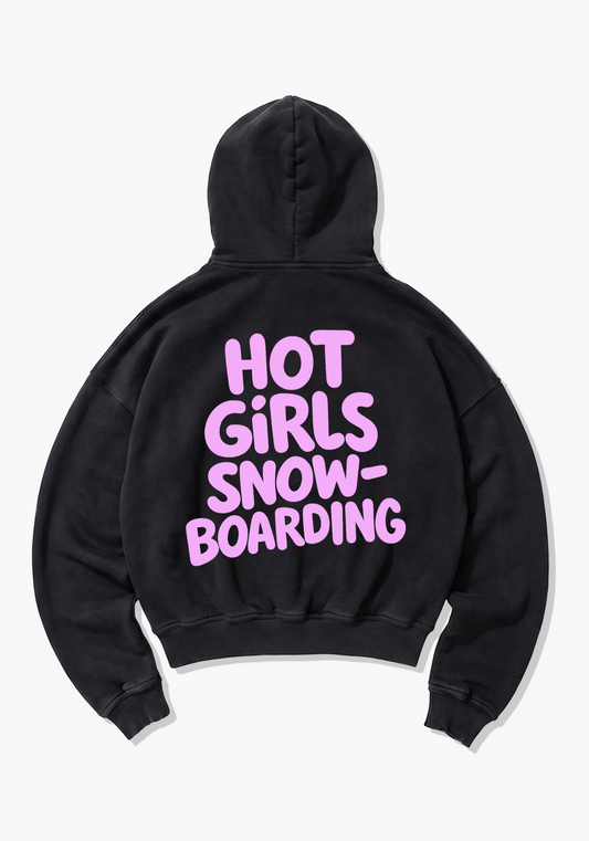 Pretty Snowboard Oversized Hoodie - Black Back (Designed)