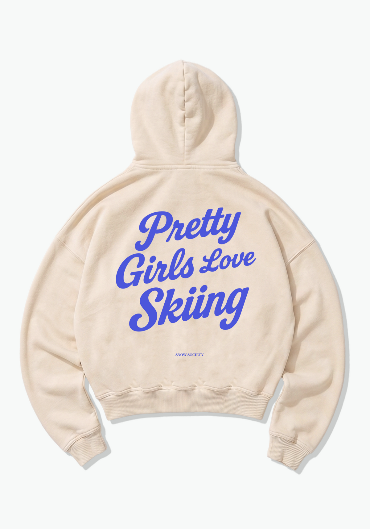 Pretty Skiing Oversized Hoodie - Beige Back (Designed)