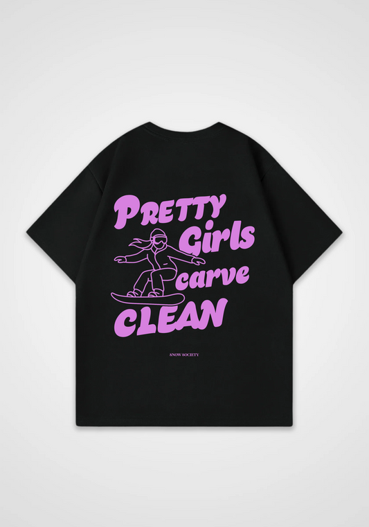 Pretty Girls Carve Clean Oversized Shirt - Black Back (Designed)