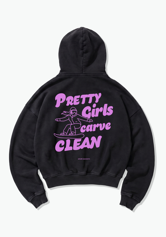 Pretty Girls Carve Clean Oversized Hoodie - Black Back (Designed)
