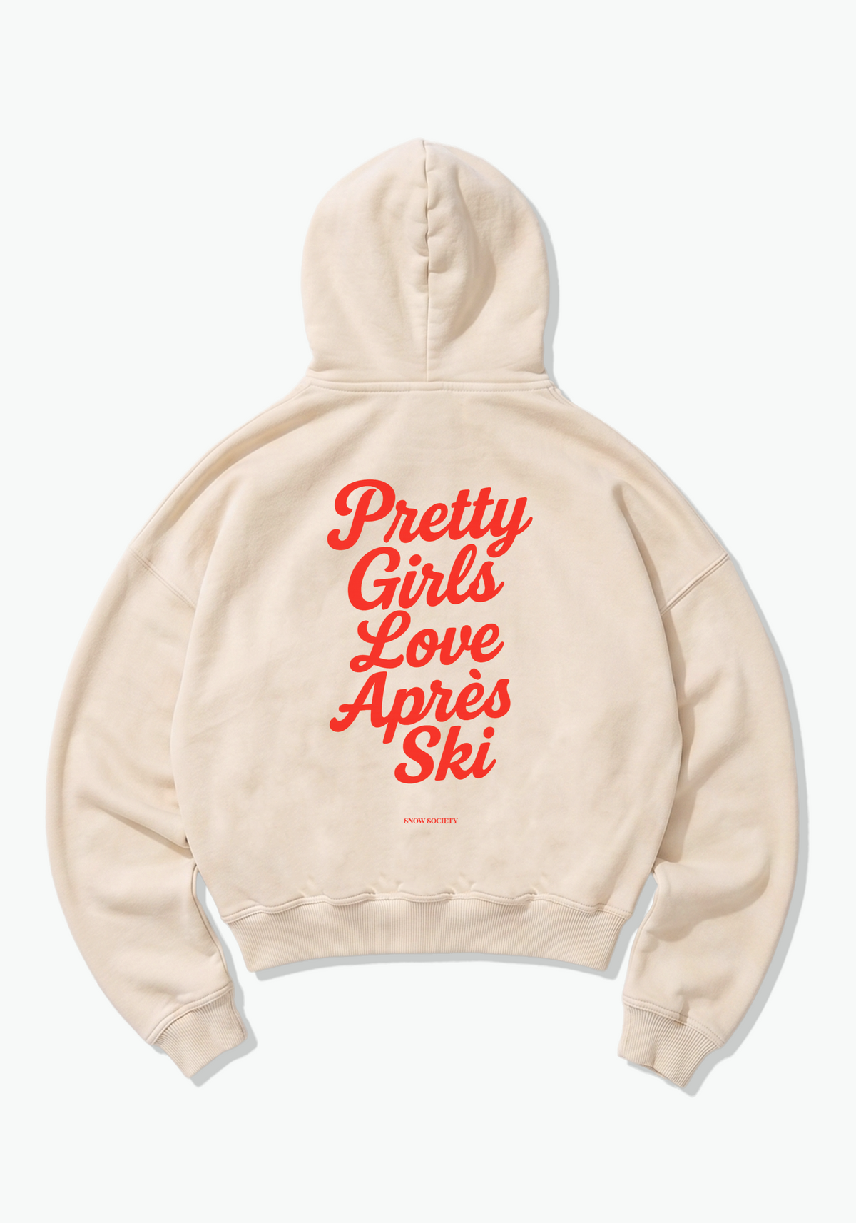 Pretty Apres Ski Oversized Hoodie - Beige Back (Designed)