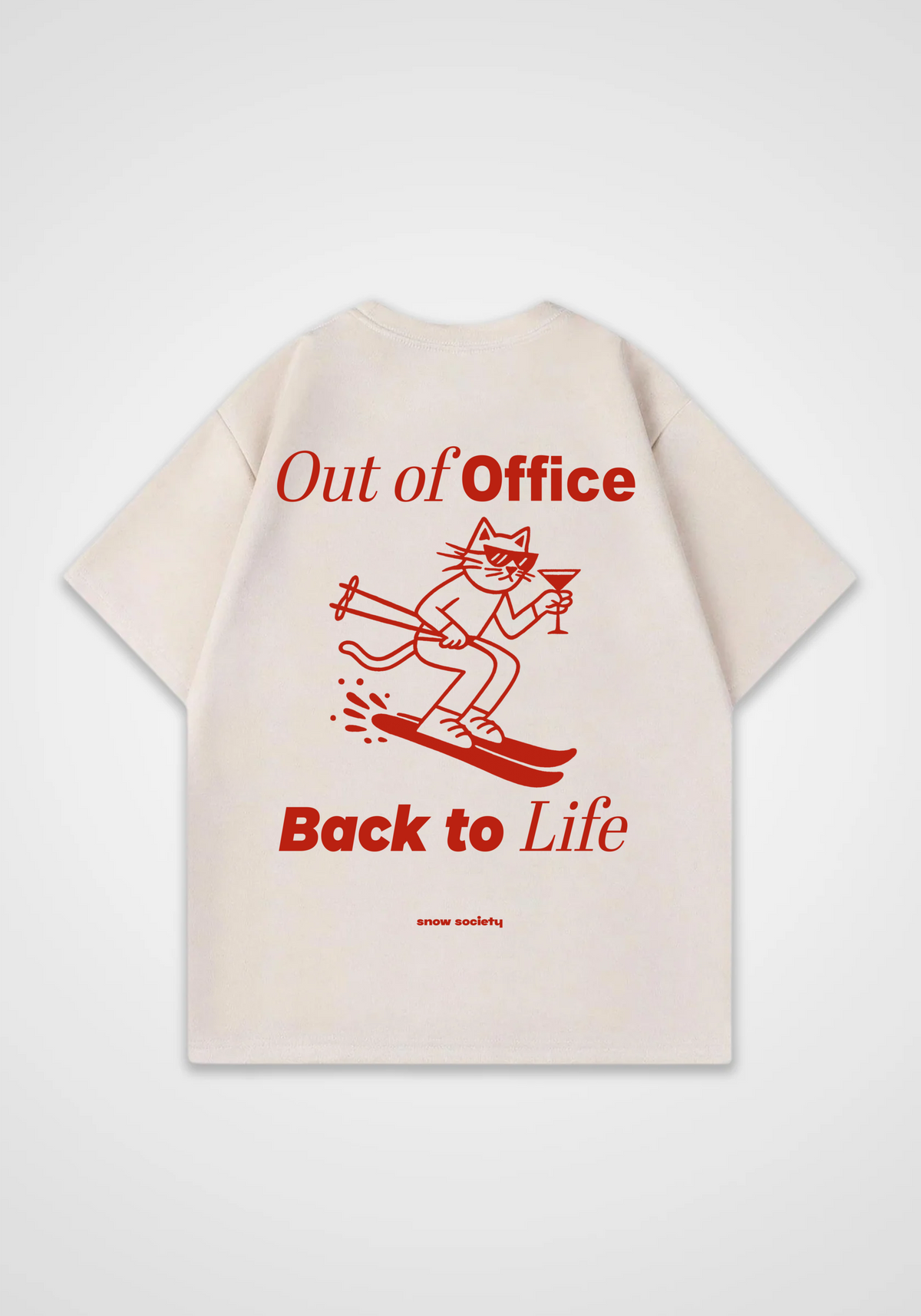 Out of Office Oversized Shirt - Beige Back (Designed)