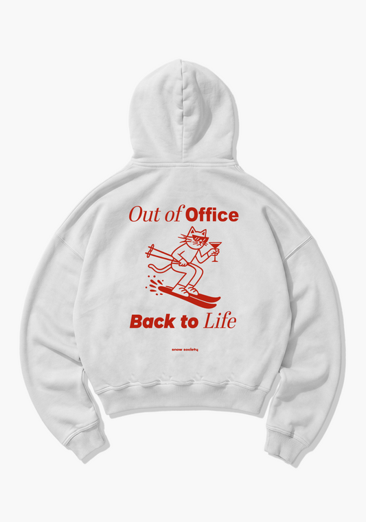 Out of Office Oversized Hoodie - White Back (Designed)