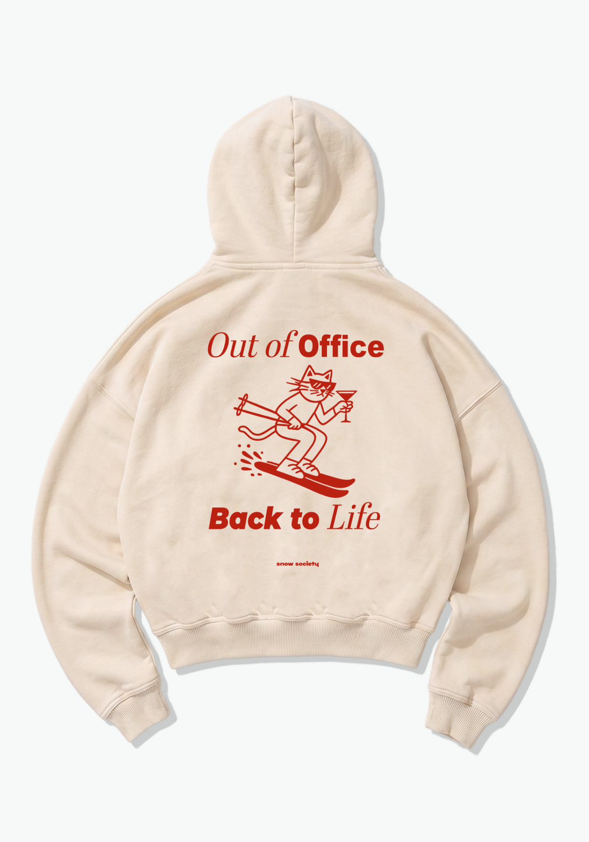 Out of Office Oversized Hoodie - Beige Back (Designed)