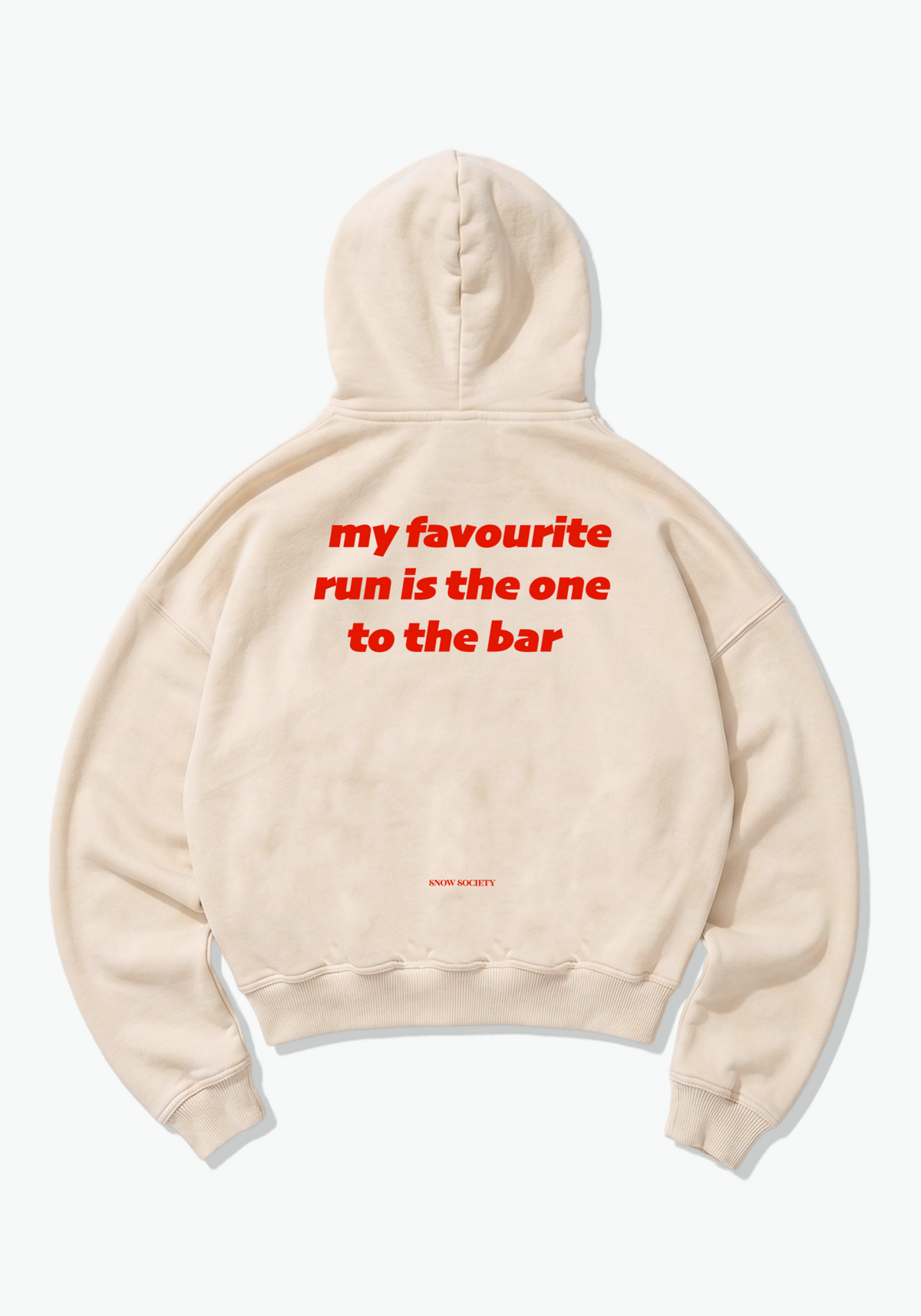 My Favourite Run Is the One to the Bar Oversized Hoodie - Beige Back (Designed)