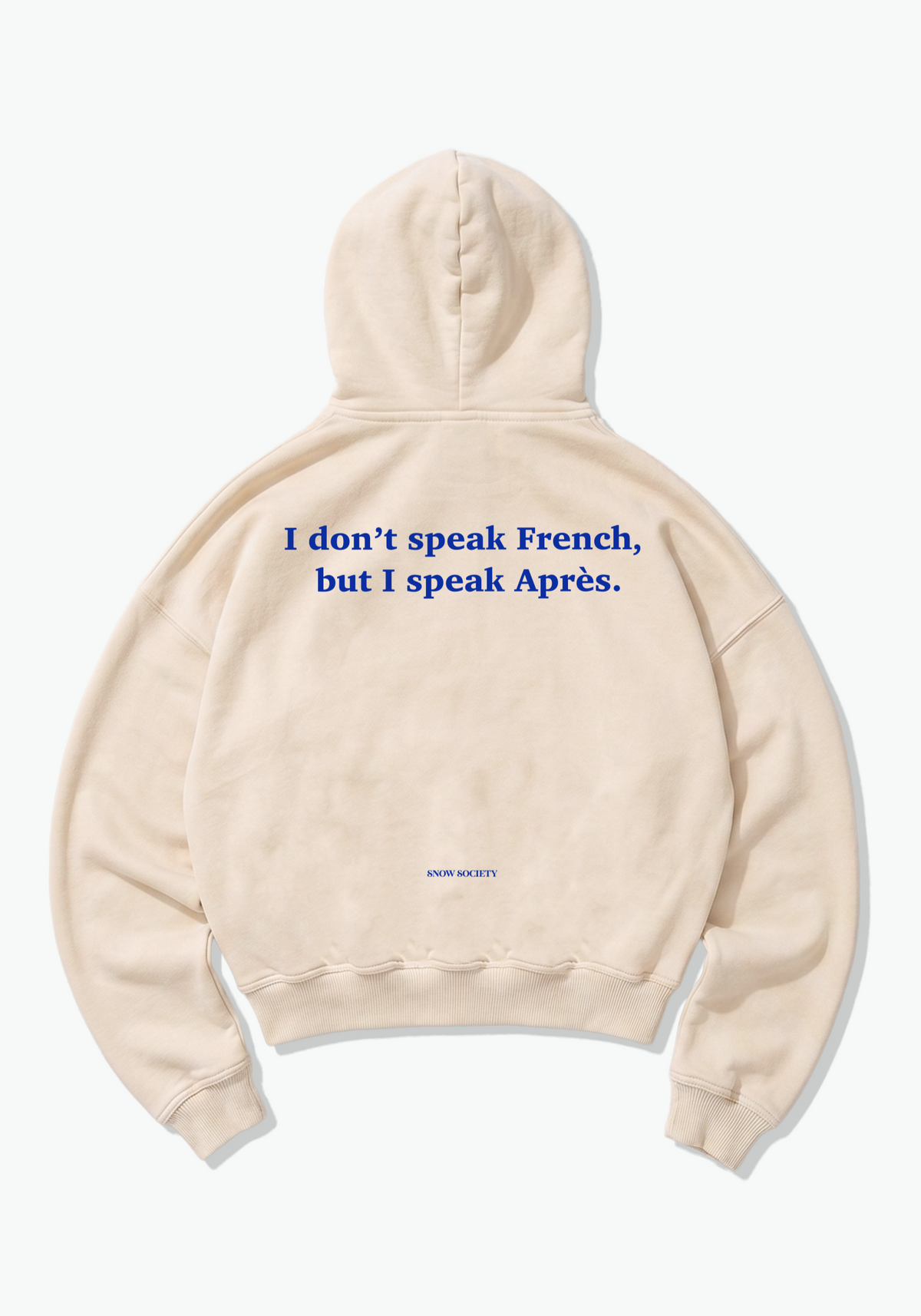 I Dont Speek French Oversized Hoodie - Beige Back (Designed)