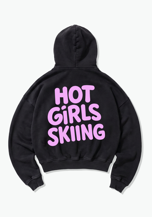Hot Skiing Oversized Hoodie - Black Back (Designed)