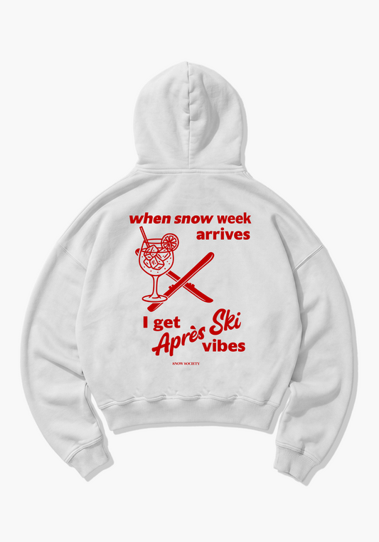 Apres Ski Vibes Oversized Hoodie - White Back (Designed)